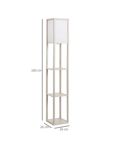 HOMCOM 3-Tier Floor Lamp, Floor Light with Storage Shelf, Reading Standing Lamp with Acrylic Shade for Living Room, Bedroom, Kit