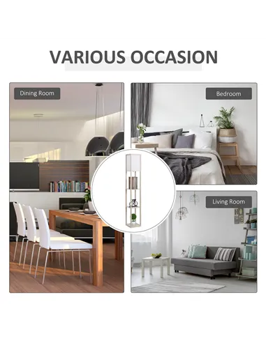 HOMCOM 3-Tier Floor Lamp, Floor Light with Storage Shelf, Reading Standing Lamp with Acrylic Shade for Living Room, Bedroom, Kit