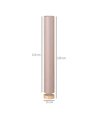 HOMCOM Floor Lamp for Living Room, 120cm Modern Standing Lamp with Linen Shade and Wooden Base, Cream