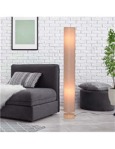 HOMCOM Floor Lamp for Living Room, 120cm Modern Standing Lamp with Linen Shade and Wooden Base, Cream