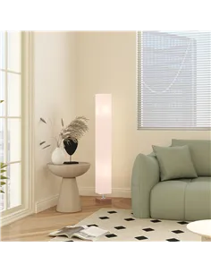 HOMCOM Floor Lamp, 120cm Standing Lamp with Linen Lampshade, Standard Light with Pine Wood Base for Living Room, Bedroom (Bulbs  2