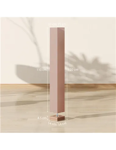 HOMCOM Floor Lamp, 120cm Standing Lamp with Linen Lampshade, Standard Light with Pine Wood Base for Living Room, Bedroom (Bulbs 