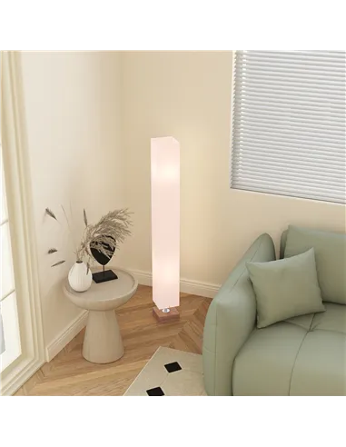 HOMCOM Floor Lamp, 120cm Standing Lamp with Linen Lampshade, Standard Light with Pine Wood Base for Living Room, Bedroom (Bulbs 