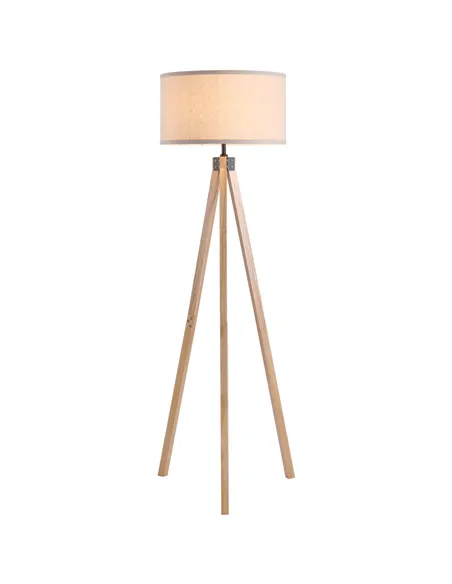 HOMCOM Floor Lamp with Elegant Wood Tripod, Free Standing E27 Bulb Lamp Versatile Use For Home Office - Beige