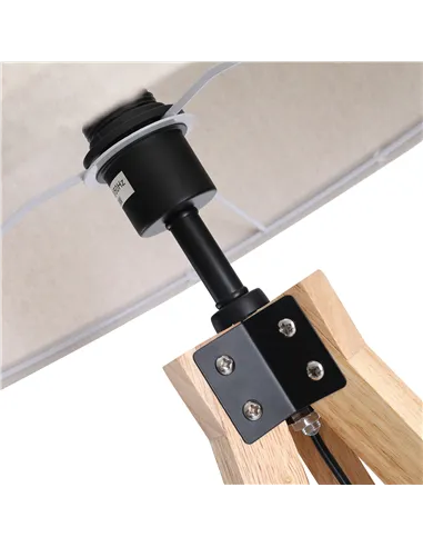 HOMCOM Floor Lamp with Elegant Wood Tripod, Free Standing E27 Bulb Lamp Versatile Use For Home Office - Beige