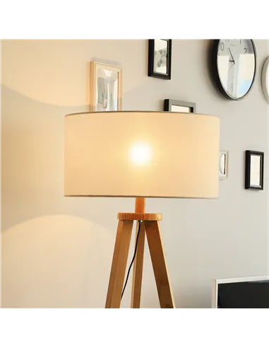 HOMCOM Tripod Floor Lamp, Freestanding Bedside Light Reading Light with Storage Shelf and Linen Shade for Living Room Bedroom, 1