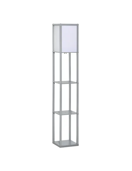HOMCOM 3-Tier Floor Lamp, Floor Light with Storage Shelf, Reading Standing Lamp with Acrylic Shade for Living Room, Bedroom, Kit