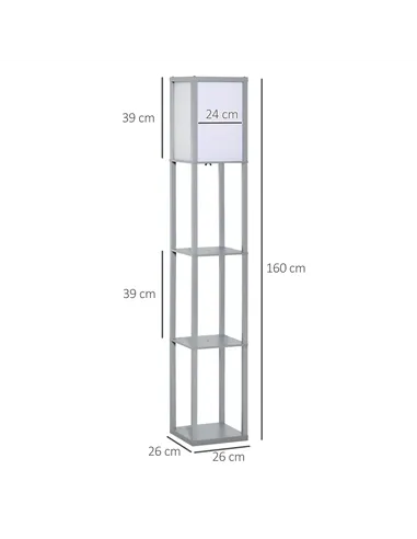 HOMCOM 3-Tier Floor Lamp, Floor Light with Storage Shelf, Reading Standing Lamp with Acrylic Shade for Living Room, Bedroom, Kit