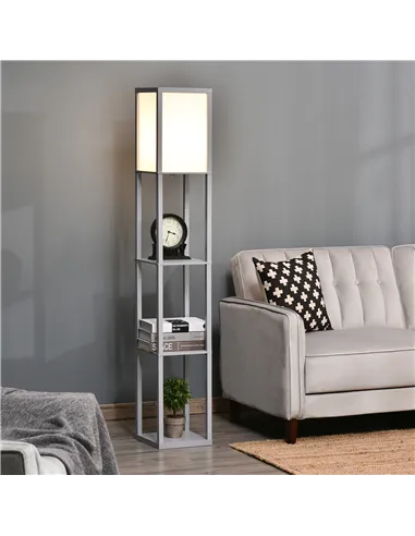 HOMCOM 3-Tier Floor Lamp, Floor Light with Storage Shelf, Reading Standing Lamp with Acrylic Shade for Living Room, Bedroom, Kit