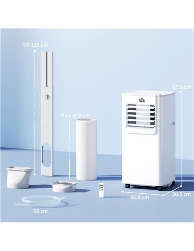 HOMCOM 5000 BTU Portable Air Conditioner, 4-in-1 Air Conditioning Unit, Dehumidifier, Cooling, Fan, Sleep Mode, with Remote Cont