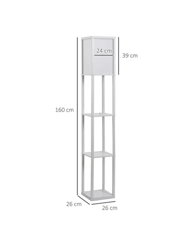 HOMCOM 3-Tier Floor Lamp, Floor Light with Storage Shelf, Reading Standing Lamp with Acrylic Shade for Living Room, Bedroom, Kit