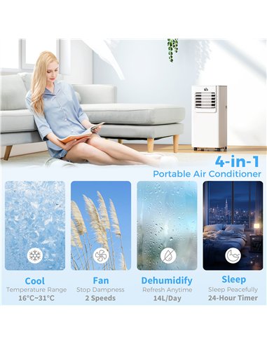 HOMCOM 5000 BTU Portable Air Conditioner, 4-in-1 Air Conditioning Unit, Dehumidifier, Cooling, Fan, Sleep Mode, with Remote Cont
