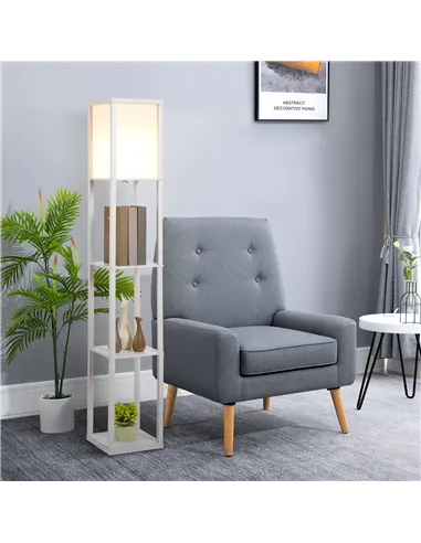 HOMCOM 3-Tier Floor Lamp, Floor Light with Storage Shelf, Reading Standing Lamp with Acrylic Shade for Living Room, Bedroom, Kit