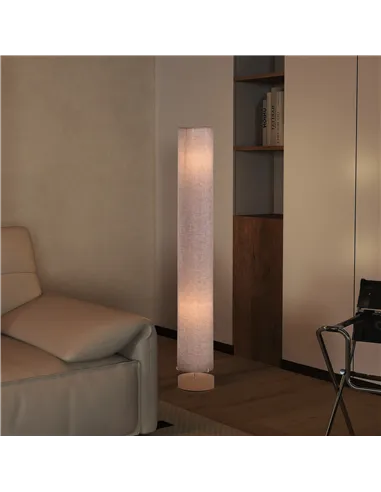 HOMCOM Floor Lamp for Living Room, 47" Modern Standing Lamp with Linen Shade, Wooden Base, Grey