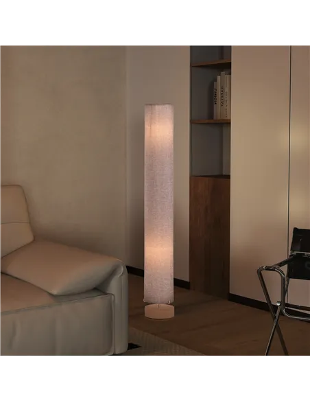 HOMCOM Floor Lamp for Living Room, 47" Modern Standing Lamp with Linen Shade, Wooden Base, Grey