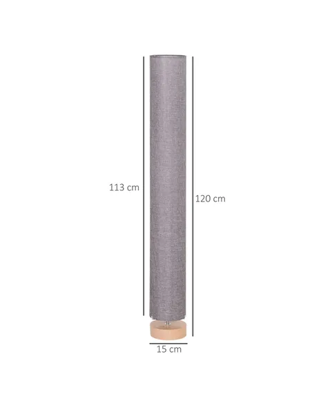 HOMCOM Floor Lamp for Living Room, 47" Modern Standing Lamp with Linen Shade, Wooden Base, Grey