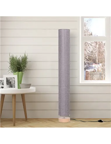 HOMCOM Floor Lamp for Living Room, 47" Modern Standing Lamp with Linen Shade, Wooden Base, Grey