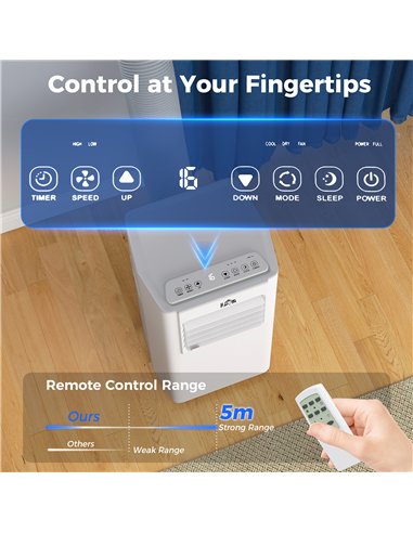 HOMCOM 5000 BTU Portable Air Conditioner, 4-in-1 Air Conditioning Unit, Dehumidifier, Cooling, Fan, Sleep Mode, with Remote Cont