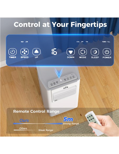 HOMCOM 5000 BTU Portable Air Conditioner, 4-in-1 Air Conditioning Unit, Dehumidifier, Cooling, Fan, Sleep Mode, with Remote Cont