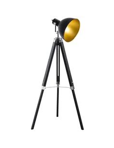 HOMCOM Tripod Floor Lamp, Spotlight Reading Lamp w/ Adjustable Height, Angle, Wood Legs for Living Room, Bedroom, Home, Office, 
