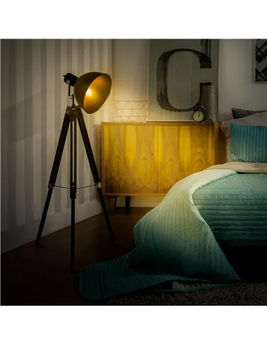 HOMCOM Tripod Floor Lamp, Spotlight Reading Lamp w/ Adjustable Height, Angle, Wood Legs for Living Room, Bedroom, Home, Office, 