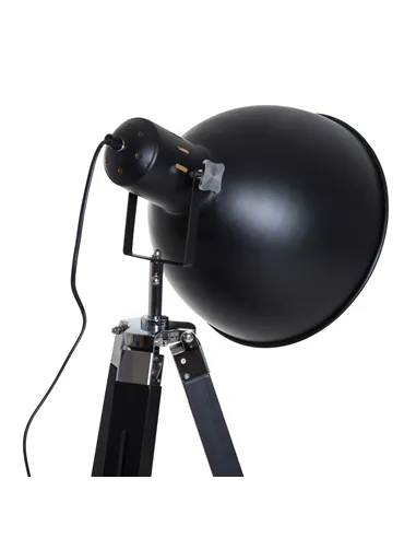 HOMCOM Tripod Floor Lamp, Spotlight Reading Lamp w/ Adjustable Height, Angle, Wood Legs for Living Room, Bedroom, Home, Office, 