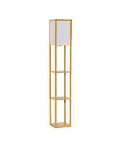 HOMCOM 3-Tier Floor Lamp, Floor Light with Storage Shelf, Reading Standing Lamp with Acrylic Shade for Living Room, Bedroom, Kit