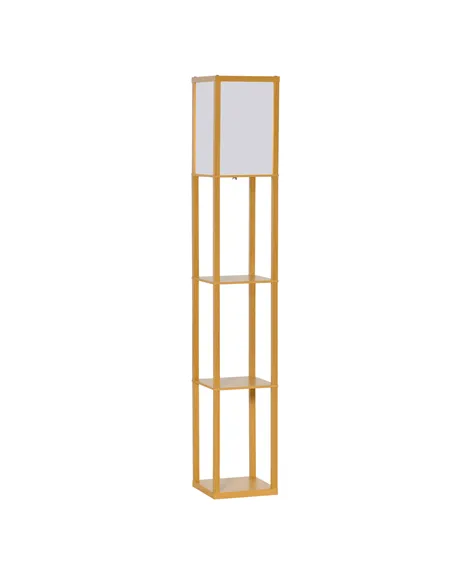 HOMCOM 3-Tier Floor Lamp, Floor Light with Storage Shelf, Reading Standing Lamp with Acrylic Shade for Living Room, Bedroom, Kit