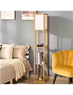 HOMCOM 3-Tier Floor Lamp, Floor Light with Storage Shelf, Reading Standing Lamp with Acrylic Shade for Living Room, Bedroom, Kit 2