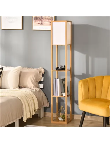 HOMCOM 3-Tier Floor Lamp, Floor Light with Storage Shelf, Reading Standing Lamp with Acrylic Shade for Living Room, Bedroom, Kit