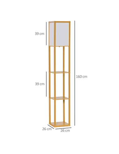 HOMCOM 3-Tier Floor Lamp, Floor Light with Storage Shelf, Reading Standing Lamp with Acrylic Shade for Living Room, Bedroom, Kit