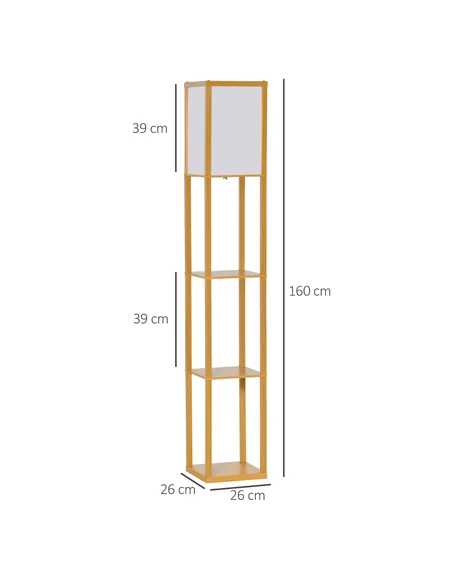 HOMCOM 3-Tier Floor Lamp, Floor Light with Storage Shelf, Reading Standing Lamp with Acrylic Shade for Living Room, Bedroom, Kit