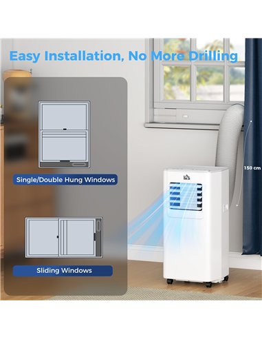 HOMCOM 5000 BTU Portable Air Conditioner, 4-in-1 Air Conditioning Unit, Dehumidifier, Cooling, Fan, Sleep Mode, with Remote Cont