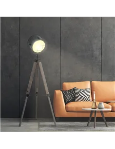 HOMCOM Floor Lamp with Adjustable Tripod for Living Room Bedroom, Vintage Spotlight Reading Lamp with Wood Legs, 115-155cm, Grey 2