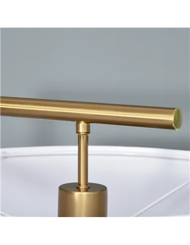 HOMCOM Floor Lamp, Modern Standing Light with Linen Lampshade, Round Base for Living Room, Bedroom, Dining Room, 153cm, Gold and