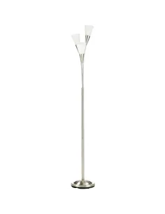 HOMCOM 3-Light Upright Floor Lamps for Living Room, Modern Standing Lamp for Bedroom with Steel Base, Bulb not Included, Silver