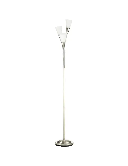 HOMCOM 3-Light Upright Floor Lamps for Living Room, Modern Standing Lamp for Bedroom with Steel Base, Bulb not Included, Silver
