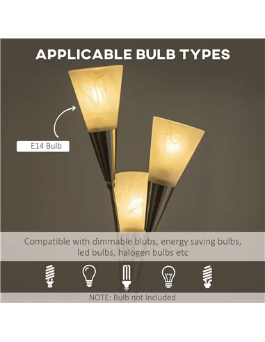 HOMCOM 3-Light Upright Floor Lamps for Living Room, Modern Standing Lamp for Bedroom with Steel Base, Bulb not Included, Silver