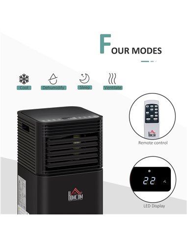 HOMCOM 5000 BTU 4-In-1 Portable Air Conditioner Unit Cooling Dehumidifying Ventilating  for Room up to 18m², with Fan, Remote, 2
