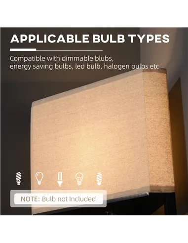 HOMCOM Corner Floor Lamp with Shelves, Modern Tall Standing Lamps for Living Room, Bedroom, with Chain Switch Bulb not Included,