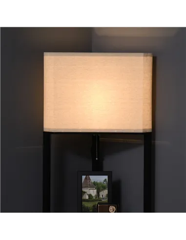 HOMCOM Corner Floor Lamp with Shelves, Modern Tall Standing Lamps for Living Room, Bedroom, with Chain Switch Bulb not Included,