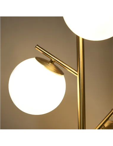 HOMCOM 3-Light Tree Floor Lamps for Living Room, Modern Standing Lamp for Bedroom with Globe Lampshade, Steel Base, Bulb not Inc