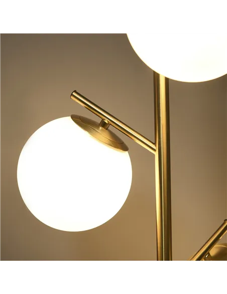 HOMCOM 3-Light Tree Floor Lamps for Living Room, Modern Standing Lamp for Bedroom with Globe Lampshade, Steel Base, Bulb not Inc