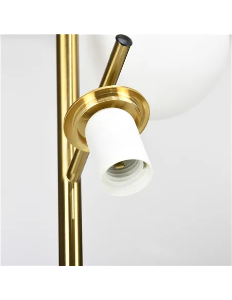 HOMCOM 3-Light Tree Floor Lamps for Living Room, Modern Standing Lamp for Bedroom with Globe Lampshade, Steel Base, Bulb not Inc