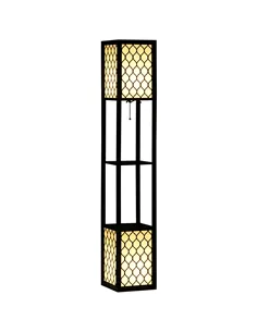 HOMCOM Floor Lamp with Shelves, Dual Light, Modern Tall Standing Lamps for Living Room, Bedroom, with Chain Switch, Bulb not Inc