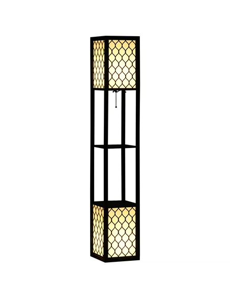 HOMCOM Floor Lamp with Shelves, Dual Light, Modern Tall Standing Lamps for Living Room, Bedroom, with Chain Switch, Bulb not Inc