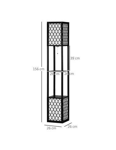HOMCOM Floor Lamp with Shelves, Dual Light, Modern Tall Standing Lamps for Living Room, Bedroom, with Chain Switch, Bulb not Inc