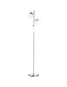 HOMCOM 3-Light Tree Floor Lamps for Living Room, Modern Standing Lamp for Bedroom with Globe Lampshade, Steel Base, Bulb not Inc