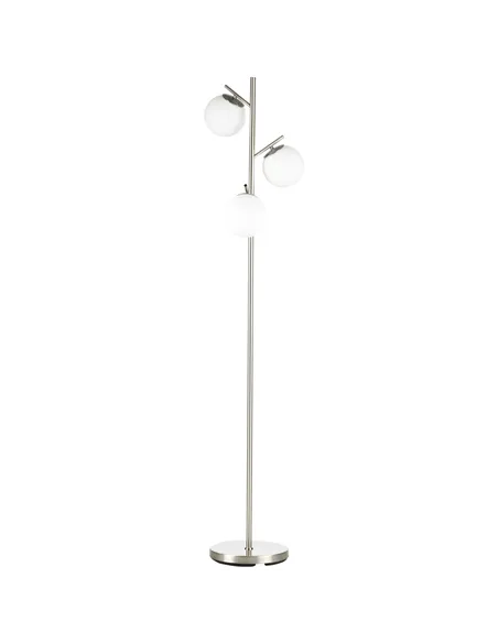 HOMCOM 3-Light Tree Floor Lamps for Living Room, Modern Standing Lamp for Bedroom with Globe Lampshade, Steel Base, Bulb not Inc