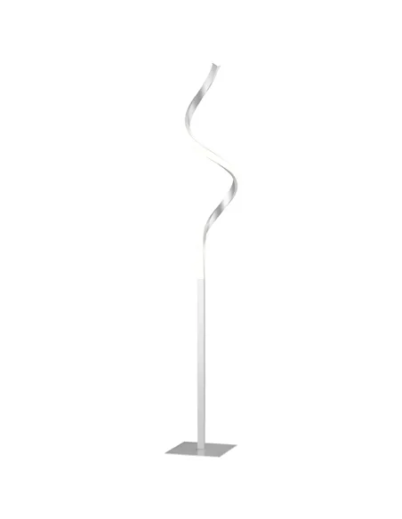 HOMCOM Dimmable Floor Lamp for Living Room, Modern Spiral Standing Lamp with 3 Adjustable Brightness and Square Base, Silver